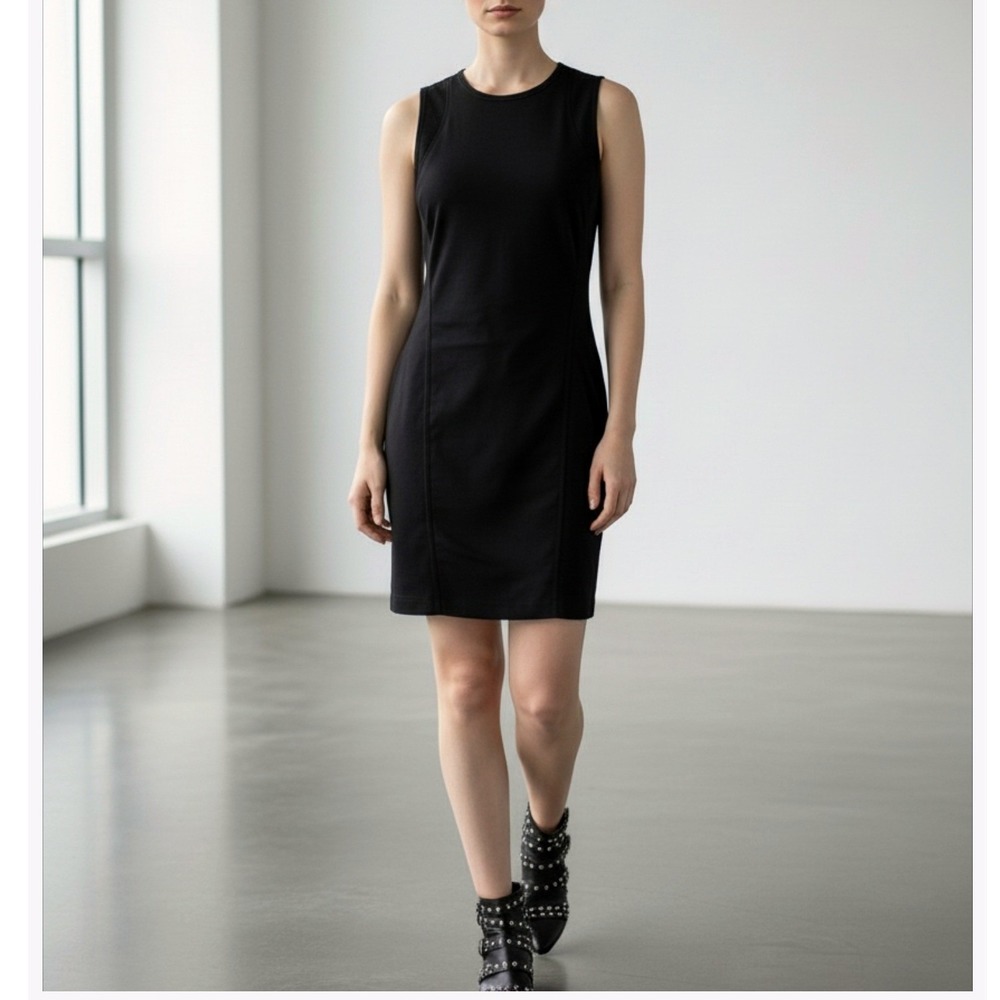 Helmut Lang Black Mesh Panel Cutout Dress Sleeveless Tech Minimalist Bodycon Sz0